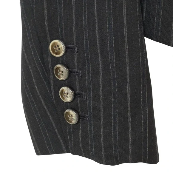 Vintage Y2K Signature by Larry Levine Grey Blue Pinstripe 3 Piece Suit Womens 12 - Picture 6 of 16